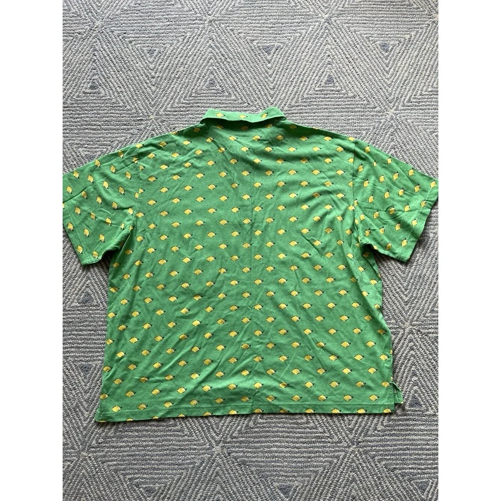 Haband Cotton/Poly‎ Polo Shirt - Green/Lemon Graphic- XXL